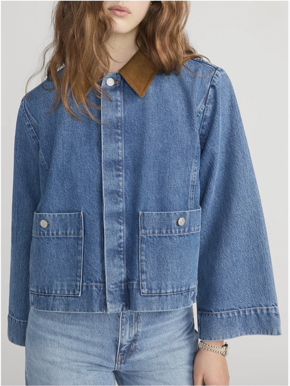 FRAME The Mini Denim Swing Jacket in Sonic